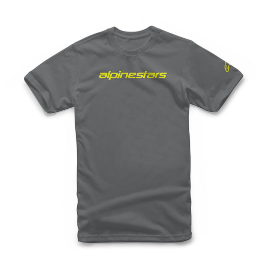 Alpinestars Linear Wordmark Tee Charcoal Fluo Yellow