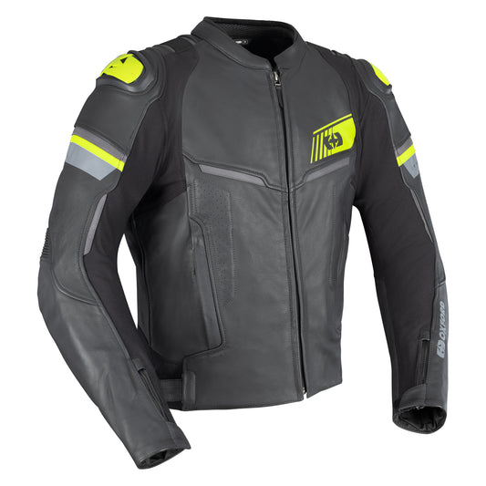 Oxford Cypher 1.0 Leather MS Jkt Blk/Yel Fluo