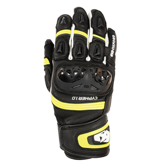 Oxford Cypher 1.0 Short Leather MS Glove Blk/Yellow/White