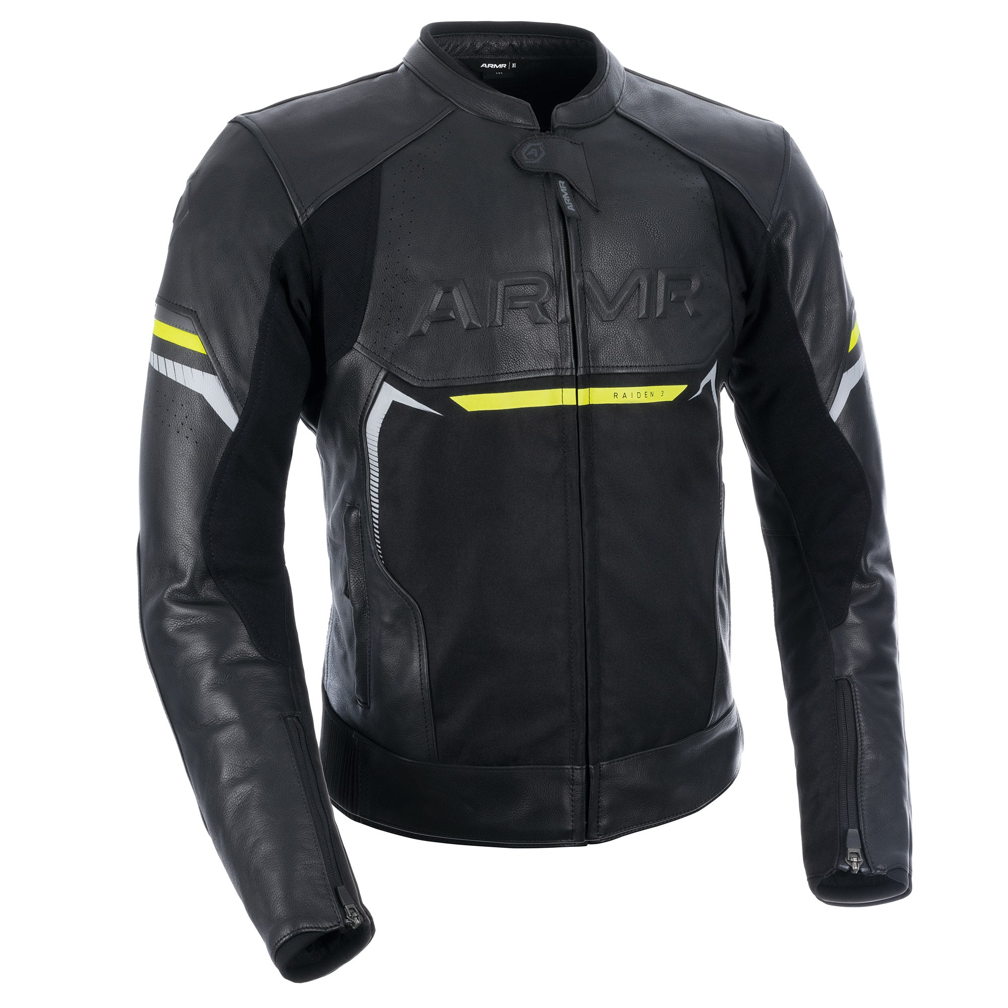 ARMR Raiden 3.0 MS Leather Jkt Blk/Flo Ylw