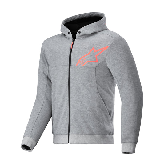 Alpinestars Chrome V2 Sport Hoodie Grey Heather Red Fluo